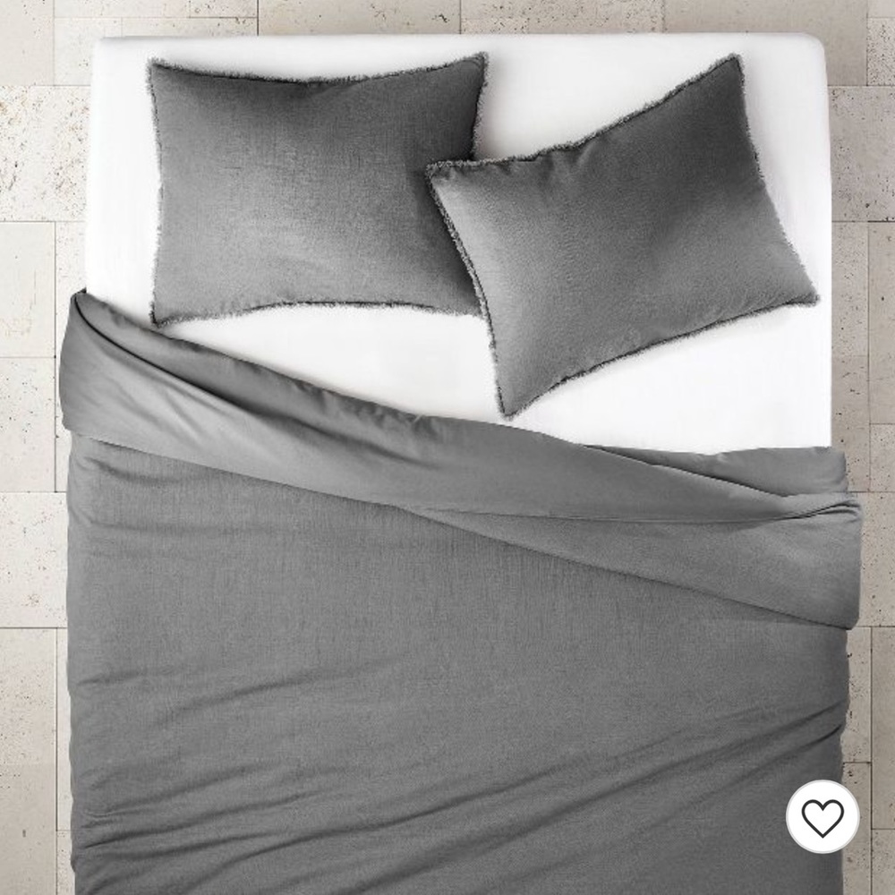 Casaluna Heavyweight Linen Blend Duvet & Pillow Sham Set Dark Gray Target USED